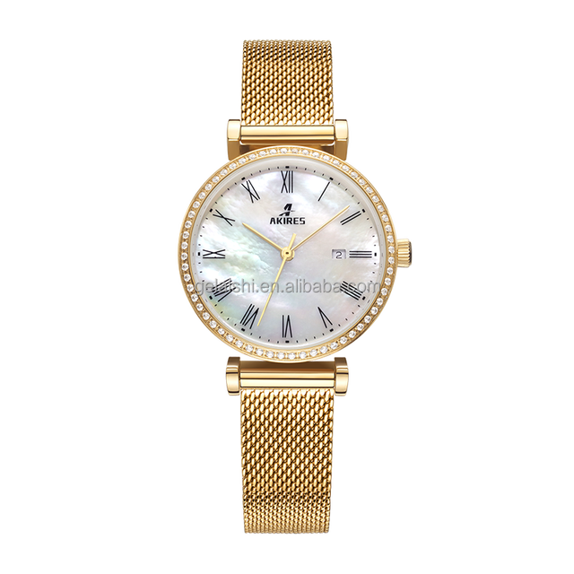 Low MOQ Ladies Watch Quartz Wrist Crystal Glass Sapphire Water Resistant Stainless Steel Watch