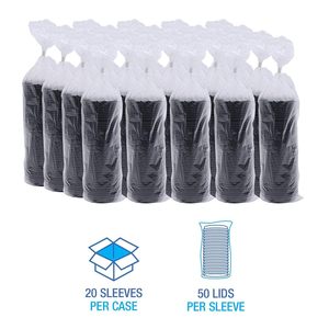 Tapas de Plástico Negras para Vasos Calientes Boardwalk, Compatibles con Vasos de 8 oz, 1,000 Unidades por Caja - Product Image 1