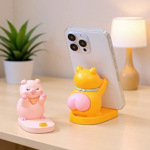 Cute Pig Phone <b>Stand</b> Resin <b>Desktop</b> Ornament Multifunction Gift For Office Desk Decoration - Product Image 1