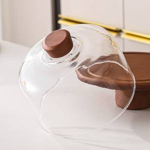 Base de Cristal Transparente para Pastel con Tapa, Base de Madera para Pastel con Cúpula - Product Image 6