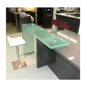 Balcão de vidro mesa com bancada de vidro contemporâneo led
