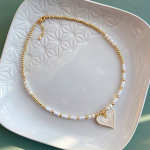 Collier ras du cou avec pendentif en forme de cœur, colliers en <span class=keywords><strong>perles</strong></span> <span class=keywords><strong>naturelles</strong></span>, argile polymère, <span class=keywords><strong>perles</strong></span> <span class=keywords><strong>Heishi</strong></span>, bijoux pour femmes, cadeau - Product Image 2