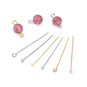 S925 Sterling Silver Flat Ball Head Pins Findings Open Eye Pin for Earring Bracelet Pendant Jewelry Making