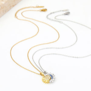 FY mode <span class=keywords><strong>Couple</strong></span> colliers Boho chaîne en acier inoxydable pierres précieuses soleil et lune correspondant pendentif BFF collier filles bijoux <span class=keywords><strong>cadeau</strong></span> - Product Image 3