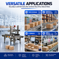 Scelleuse semi-automatique HEKON électrique en acier inoxydable pour cartons, avec entraînement latéral gauche/droit et application de ruban adhésif