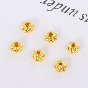18K Gold Plated Flower Shape Spacer Beads 6mm For <b>Bracelet</b> Making Jewelry Findings <b>Copper</b> Material - Product Image 3