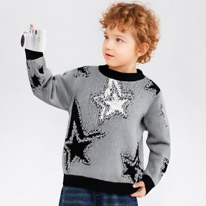 <span class=keywords><strong>Pull</strong></span> décontracté à col rond pour garçons en tricot 100% polyester respirant à motif d'étoiles à paillettes pour l'automne et l'hiver - Product Image 5