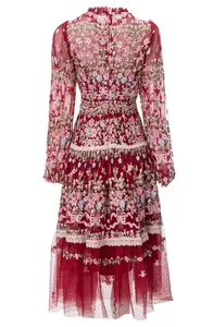 <span class=keywords><strong>Robe</strong></span> de luxe 2024 printemps été fête de mariage dames partout exquis broderie à manches longues <span class=keywords><strong>mi</strong></span>-mollet longueur <span class=keywords><strong>Tulle</strong></span> maille <span class=keywords><strong>robe</strong></span> - Product Image 2