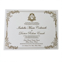 Carte d'invitation de mariage de luxe en papier texturé ivoire, avec dorure à chaud, écologique, biodégradable, recyclable, sans odeur, personnalisable