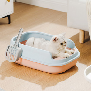 Semi Enclosed Large <b>Cat</b> <b>Litter</b> Box With Scoop Included Rectangle Shape For Adult <b>Cats</b> Thickened Anti Splash Design - Product Image 2
