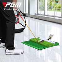 Tapis d'entraînement de golf double en herbe artificielle PGM DJD034 vert/noir 43x50CM, sans odeur, pour intérieur, avec plateau à balles, respectueux de l'environnement