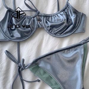 Maillots de bain professionnels OEM, bikinis de luxe, vêtements de plage pour femmes, maillots de bain personnalisés en polyester écologique brillant - Product Image 2