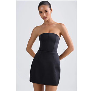 ชุดราตรีทรงเอไลน์แบบคอร์เซ็ท ผ้าระบายอากาศ สีพื้น ไม่มีสายคล้องไหล่ ทรงเข้ารูป เหมาะสำหรับงานเลี้ยงฤดูร้อน งานค็อกเทล หรืองานทางการ - Product Image 4