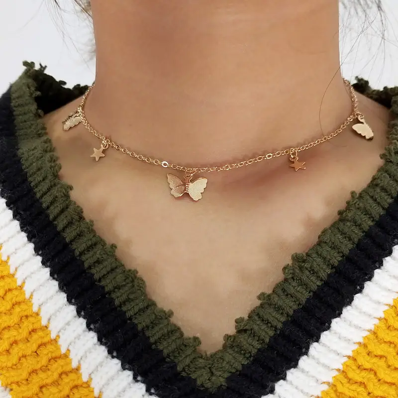 Klein Dier Vlinder Sterren Chain Kettingen Voor Vrouwen Hot Koop Goud Zilver Kleur Sleutelbeen Ketting Kettingen Sieraden Accessoires