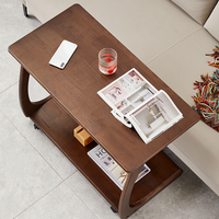 Table basse en bois massif nordique avec roulettes Bjflamingo Mini table basse Table de chevet Petite table carrée