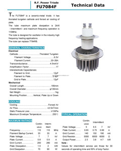 Tube d'oscillation à triode électronique RF FU7084F d'origine chinoise BEIJING, tube de puissance pour machine haute fréquence - Product Image 2