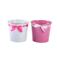 Pot de fleurs de mariage en fer fait main de haute qualité, écologique, avec ruban décoratif, joli petit pot de jardin de table durable pour mariage