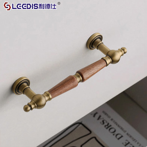 Lgedis French Style Cabinet Drawer <b>Pulls</b> Wood Brass Bar <b>Handle</b> For Furniture Cabinet <b>Doors</b> - Product Image 2