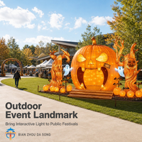 Escultura de Luz Gigante con Forma de Calabaza Monstruosa para Cabina de Fotos, Decoración para Parques Temáticos y Festivales de Halloween