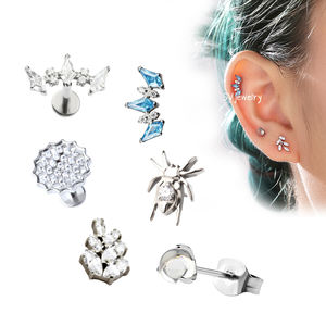 Desainer gaya baru tindik bibir Titanium dioksida perhiasan tindik kuku bibir perak - Product Image 3