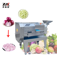 Multifunctionele automatische CNC-machine met dubbele kop voor het snijden van fruit en groenten, commerciële apparatuur voor het snijden, in blokjes zagen en raspen van groenten