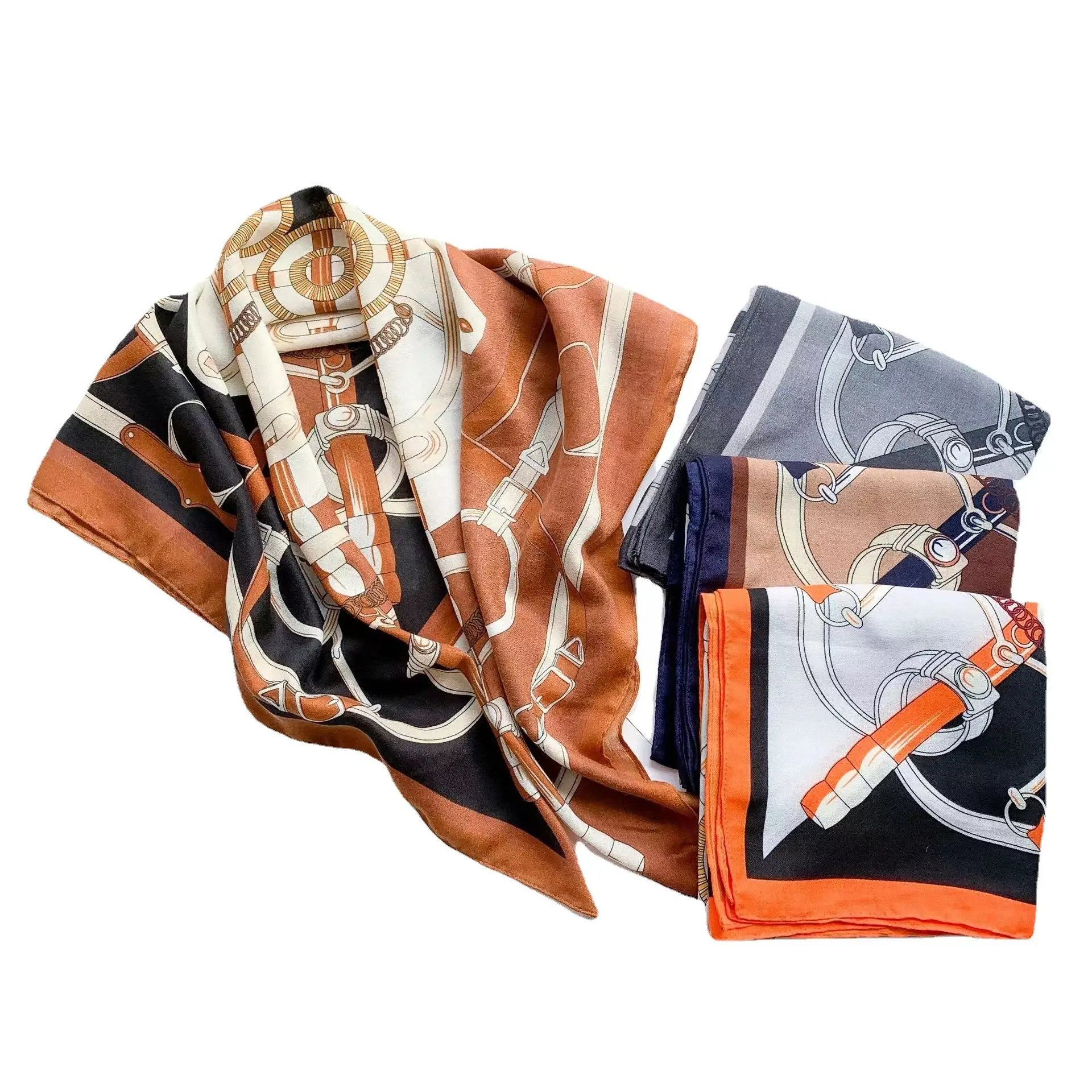 Foulard imprimé de luxe en coton pour femme, foulard d'hiver carré, châles