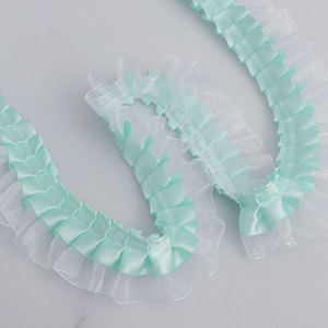 4cm doppio plissettato in poliestere trasparente Chiffon accessori per indumenti gonna polsini fatti a mano fai da te gonna tutore pizzo - Product Image 4