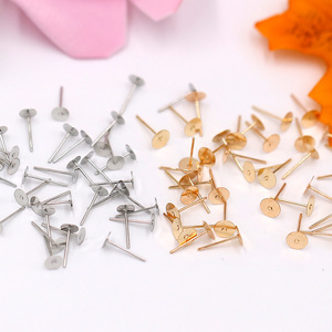 Flat <b>Round</b> Earring <b>Posts</b> Silver Gold Jewelry Findings DIY Craft 5000 Pieces Per Pack - Product Image 1