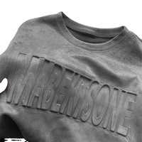 Camiseta de punto oversize de algodón con cuello redondo clásico, estampado en relieve, con logo personalizado en 3D para mujer