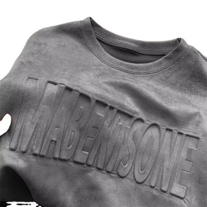 Embossed Plain Classic Round Neck Puff Cotton Oversized Knitted <b>Tshirt</b> Custom Logo Printing 3D for women - Product Image 4