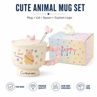 Tasse à boire pour chat à pois la plus vendue avec couvercle et cuillère pour couples, livraison rapide, carton d'exportation, prix pour commande en gros