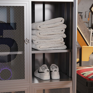 Armoire de rangement de style industriel, armoire de présentation et de rangement pour casques, figurines, salle de sport, studio de danse, sports et remise en forme, casier en fer - Product Image 4