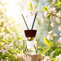 Bouteilles de diffuseur à roseaux cylindriques classiques en verre transparent avec bouchon à vis pour sérigraphie