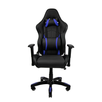 Chaise de jeu PC ergonomique OEM en cuir PU avec accoudoirs 2D, mécanisme papillon, dossier haut, coussin cervical, inclinable et pivotante