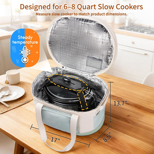 Carrying <strong>Bag</strong> for 6-8 Quart Cooer 2Layer Insulated <strong>Slow</strong> <strong>Cooker</strong> Travel <strong>Bag</strong> Easy-Clean Liner for Transport Family Gathering Potluck - Product Image 4