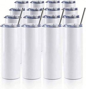 Gobelets isothermes droits et fins en acier inoxydable de 20 oz et 30 oz, vierges pour sublimation, avec paille et couvercle, vente en gros - Product Image 2