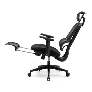 Silla Ergonómica Ejecutiva Moderna Negra con Respaldo Alto de Malla 3D Ajustable, Base Cromada y Reposapiés para Oficina en Casa - Product Image 2