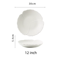 Lot de vaisselle en céramique en forme de fleur, assiettes plates et bols peu profonds blancs, style occidental, pour fêtes, restaurants et usage domestique