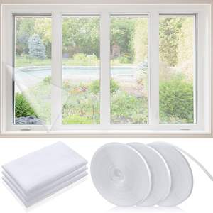 Kits de maille d'écran de fenêtre noire pour fenêtres de maison filet à insectes avec crochet amélioré écrans de remplacement de bricolage auto-adhésifs pour Windows - Product Image 1