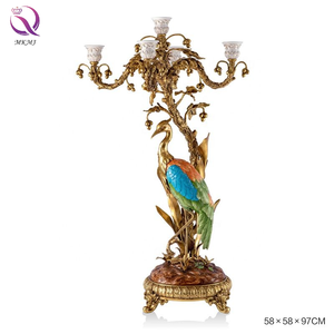 1&amp;3 Cup Parrot Candle Holder High-quality 5 Head <strong>Peacock</strong> Long Tailed Bird Candelabra Luxury Antique Copper Porcelain Home <strong>Decor</strong> - Product Image 3