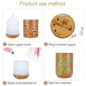 เครื่องเพิ่มความชื้นขนาดเล็ก ดีไซน์ลายไม้รูปฉลามใต้น้ำ พร้อมไฟ LED ใช้กับน้ำมันหอมระเหย สำหรับใช้ในบ้าน ความจุ 0.5 ลิตร - Product Image 5