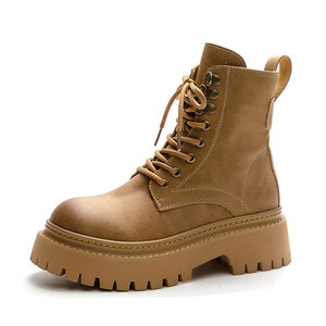 Stivaletti in morbida pelle da donna in stile Vintage europeo Color autunno per Martin stivali lucidanti con Design rabarbaro - Product Image 5