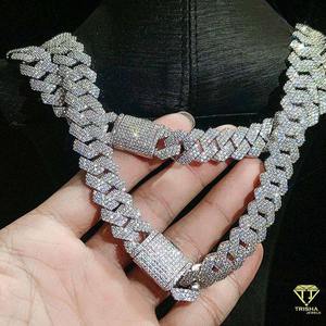 <b>Top</b> Selling Hip Hop 925 Sterling <b>Silver</b> with Moissanite Diamond Cuban Link <b>Chain</b> Perfect for Special Occasions Use Available - Product Image 3