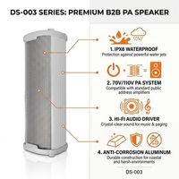 Haut-parleur colonne extérieur étanche IPX6 70V 110V 25W 45W en aluminium pour système de sonorisation commercial, scolaire et de station