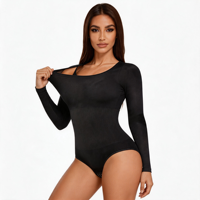 Tanktop Tanpa Jahitan Kerah Tegak Lengan Panjang Slim Fit Bahan Nylon Spandex Elastis Yoga Seksi Pakaian Pembentuk Tubuh Ritmik Musim Panas Musim Dingin