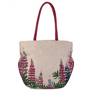 High Quality Eco-Friendly Cotton <b>Canvas</b> Tote <b>Bag</b> with Botanical Flower Print <b>Large</b> Capacity Handbag From Indian Supplier - Product Image 1