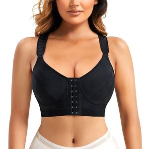 Almohadillas extraíbles con cierre de gancho frontal personalizado de fábrica, sujetador quirúrgico con espalda cruzada, sujetador de cirugía postoperatoria para mujer - Product Image 1