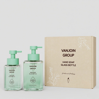 Bouteilles distributrices de savon moussant en verre rechargeables de 300 ml, modernes, carrées, avec pompe, pour salle de bain, soins personnels et nettoyage