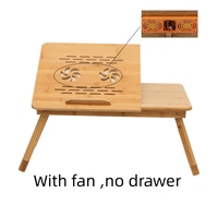 Bureau d'ordinateur portable en bambou à hauteur réglable avec tiroir ventilateur Bureau en bois à usage spécifique pour ordinateur portable