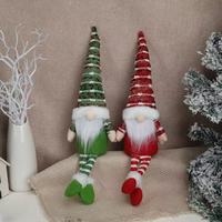 Gnomes de Noël nordiques faits à la main, ornements avec longues jambes tombantes, en peluche, style scandinave Tomte Nisse, pour la décoration de table de fêtes
